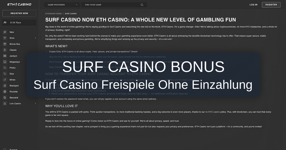 Surf Casino 50 Freispiele Ohne Einzahlung - 2026 Deutschland