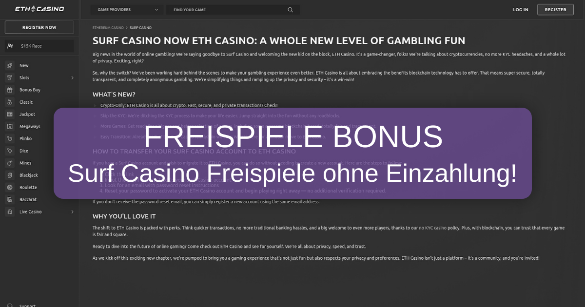 Surf Casino 50 Freispiele Ohne Einzahlung - Deutschland 2026